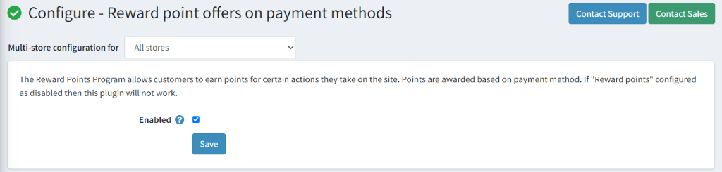 reward point offers on payment method configure